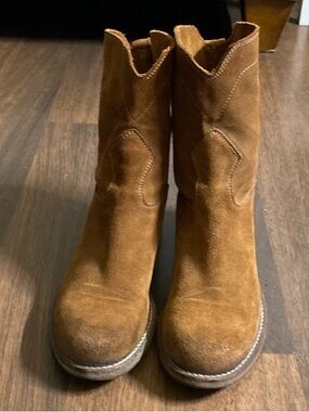 Enrico Fantini Italian Made Suede Mid Length Cowboy Boots Size 7